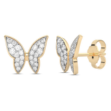 Butterfly-Shaped Gold Earrings with Diamonds