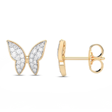 Butterfly-Shaped Gold Earrings with Diamonds