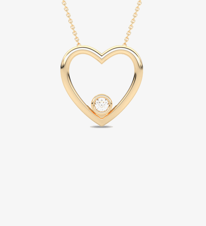 Wisiorek w Kształcie Serca z Brylantem żółty - Venetia Jewels - 14K złoto z brylantami