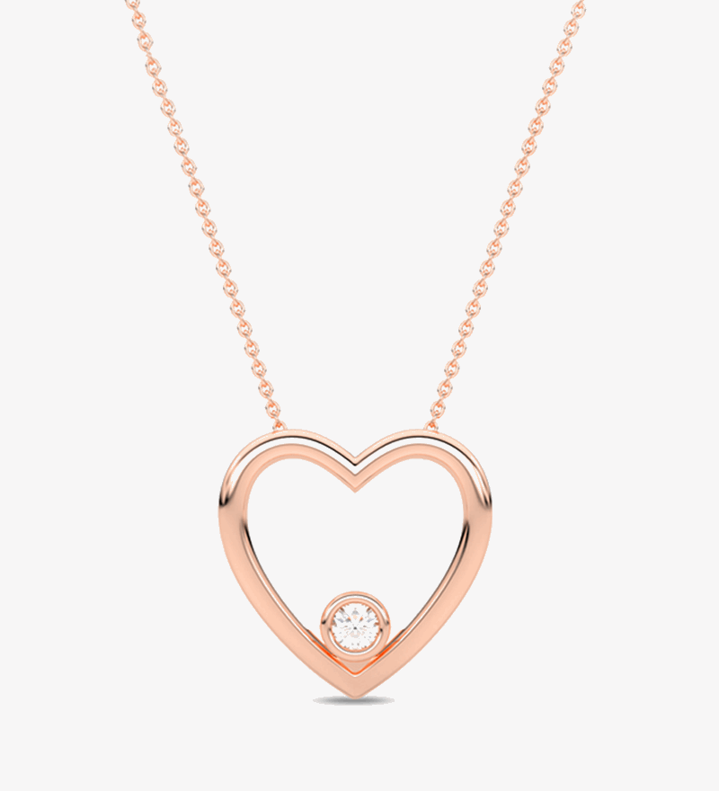 Wisiorek w Kształcie Serca z Brylantem Różowy - Venetia Jewels - 14K złoto z brylantami