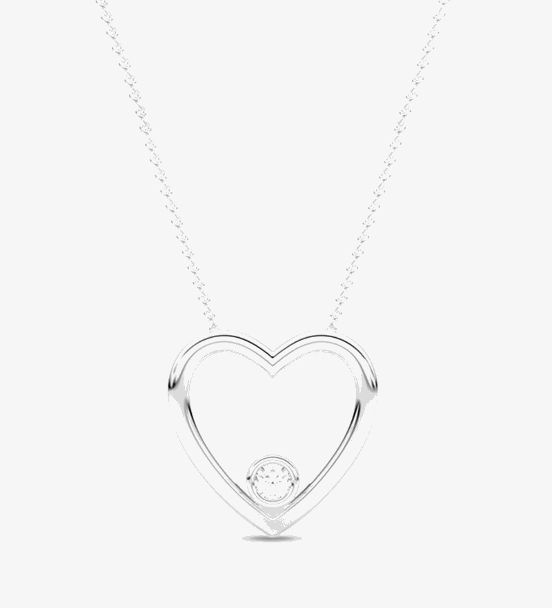 Wisiorek w Kształcie Serca z Brylantem Biały - Venetia Jewels - 14K złoto z brylantami