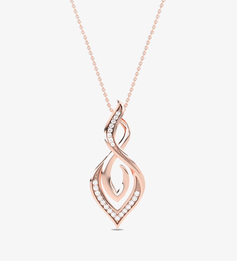 Podłużna Zawieszka Infinity Różowy - Venetia Jewels - 14K złoto z brylantami