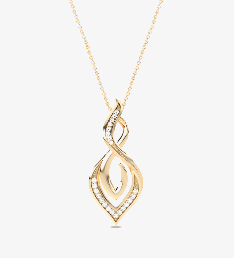Podłużna Zawieszka Infinity żółty - Venetia Jewels - 14K złoto z brylantami