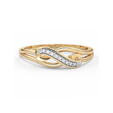 Złoty pierścionek z brylantami w kształcie nieskończoności