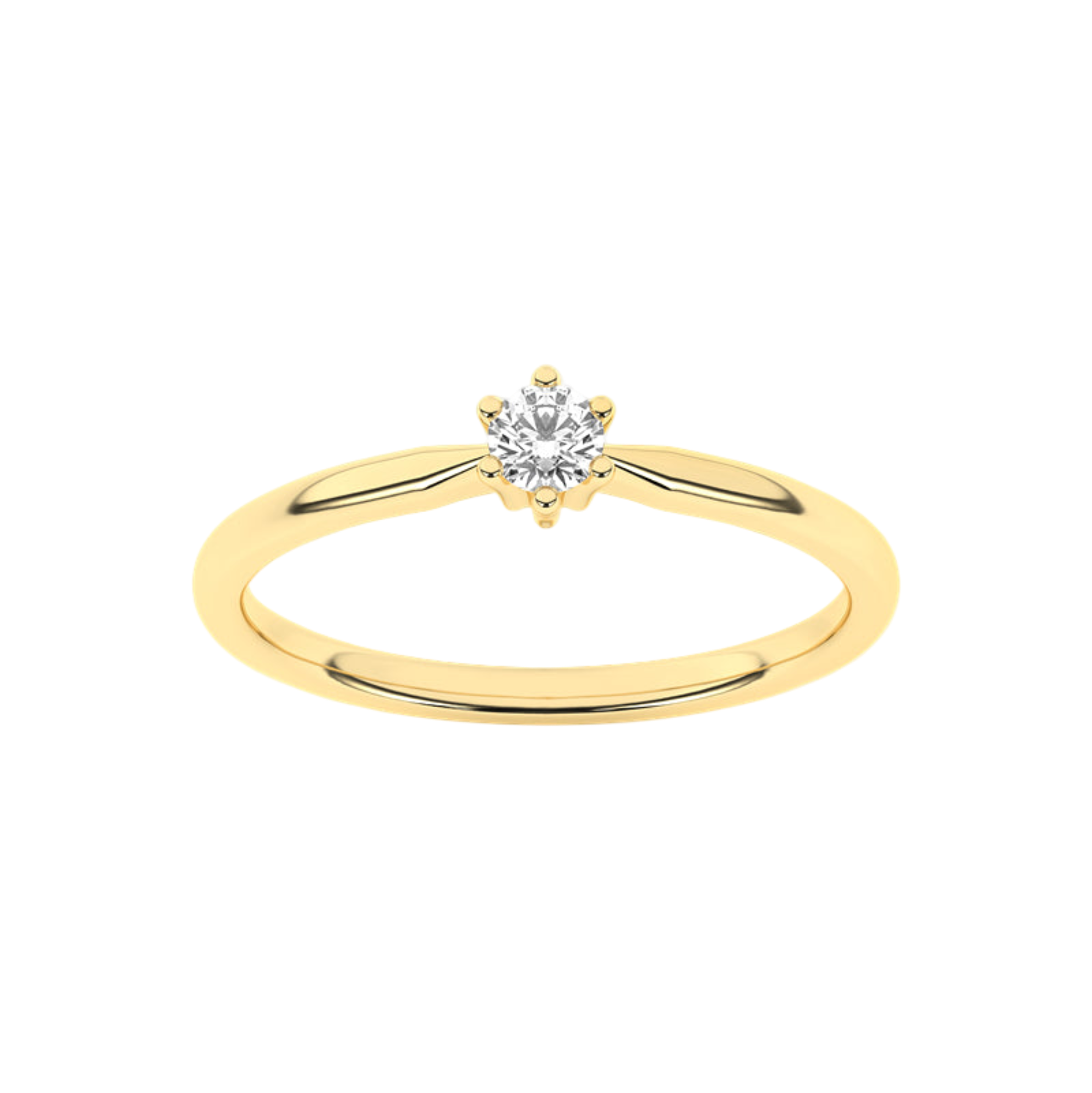 Klasyczny złoty pierścionek zaręczynowy z pojedynczym brylantem - Venetia Jewels - 14K złoto z brylantami