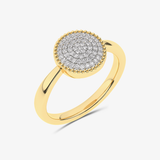 Złoty pierścionek z krążkiem brylantów żółty - Venetia Jewels - 14K złoto z brylantami
