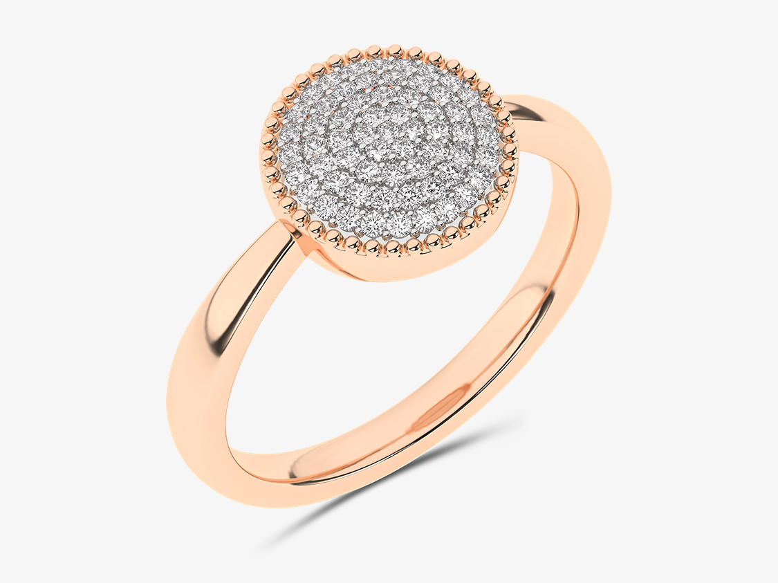 Złoty pierścionek z krążkiem brylantów Różowy - Venetia Jewels - 14K złoto z brylantami