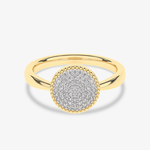 Złoty pierścionek z krążkiem brylantów - Venetia Jewels - 14K złoto z brylantami