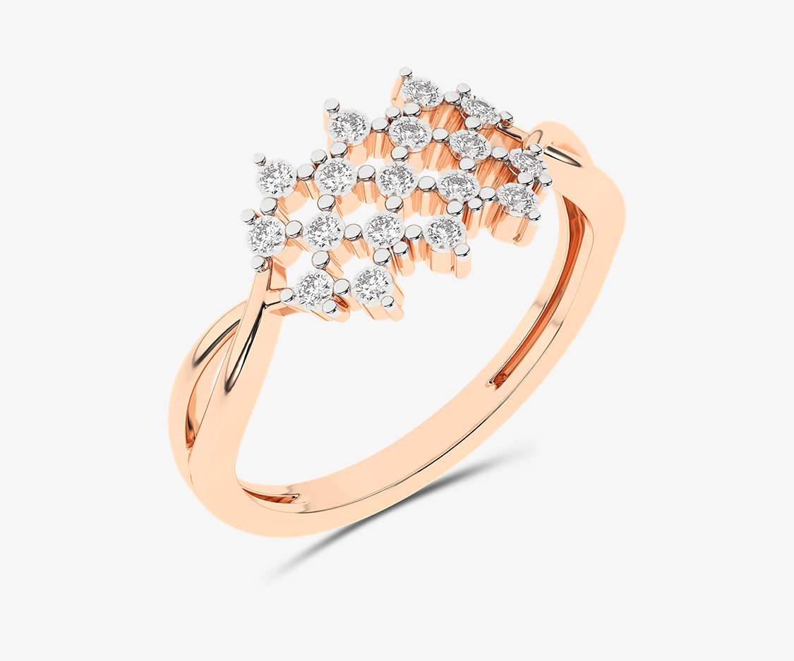 Złoty pierścionek designerski z brylantami Różowy - Venetia Jewels - 14K złoto z brylantami