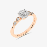 Złoty pierścionek z brylantami - Star Różowy - Venetia Jewels - 14K złoto z brylantami