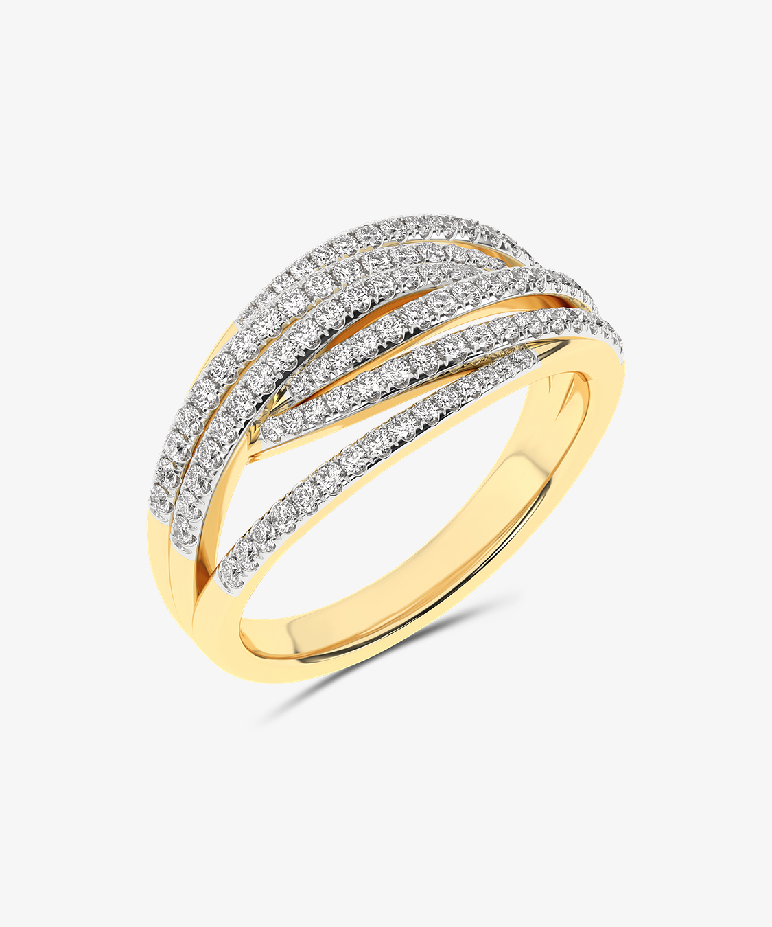 Złoty designerski pierścionek geometryczny z brylantami żółty - Venetia Jewels - 14K złoto z brylantami