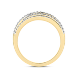 Gold designer geometric ring with diamonds