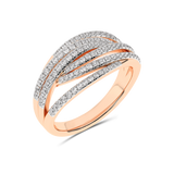 Gold designer geometric ring with diamonds