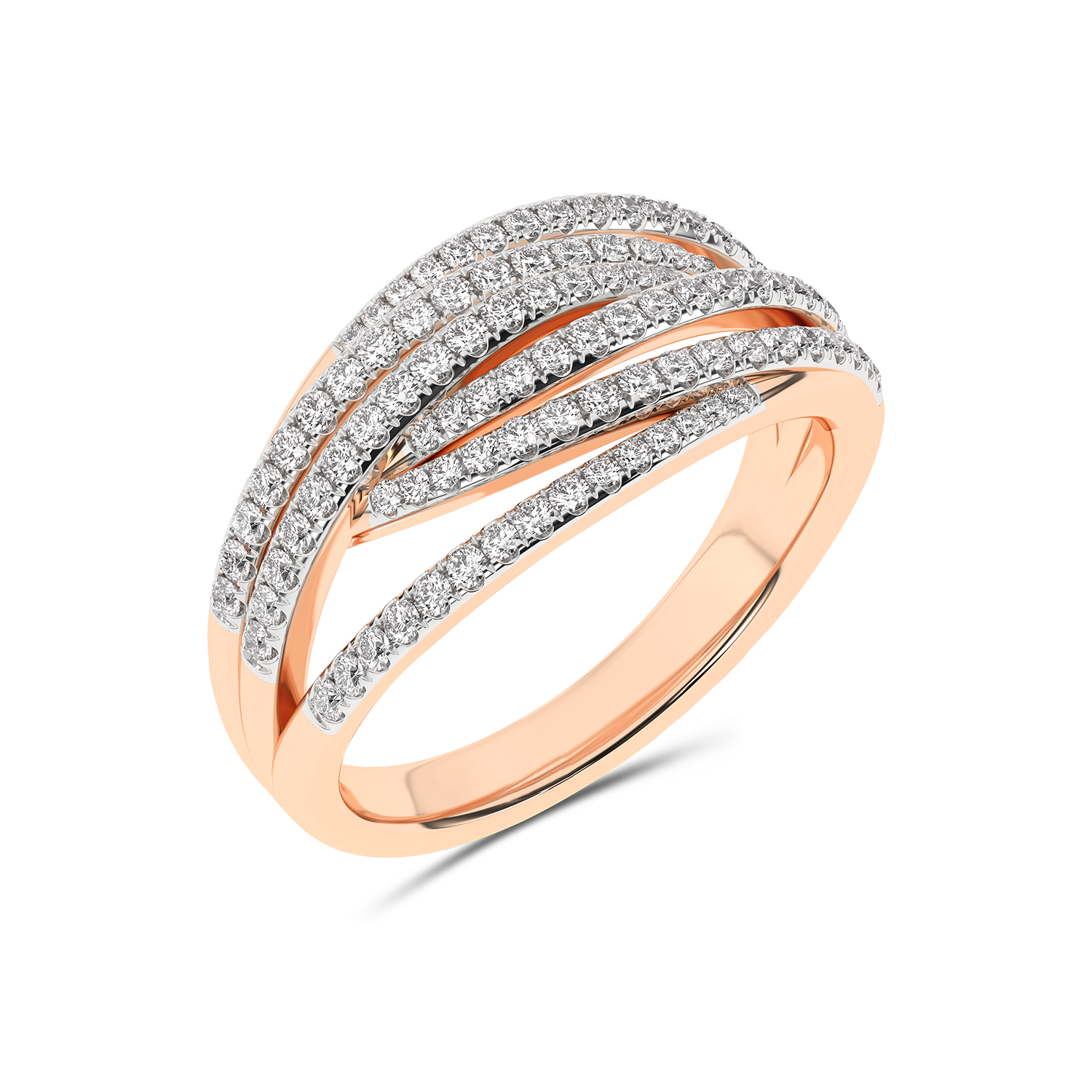 Gold designer geometric ring with diamonds