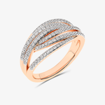 Złoty designerski pierścionek geometryczny z brylantami Różowy - Venetia Jewels - 14K złoto z brylantami