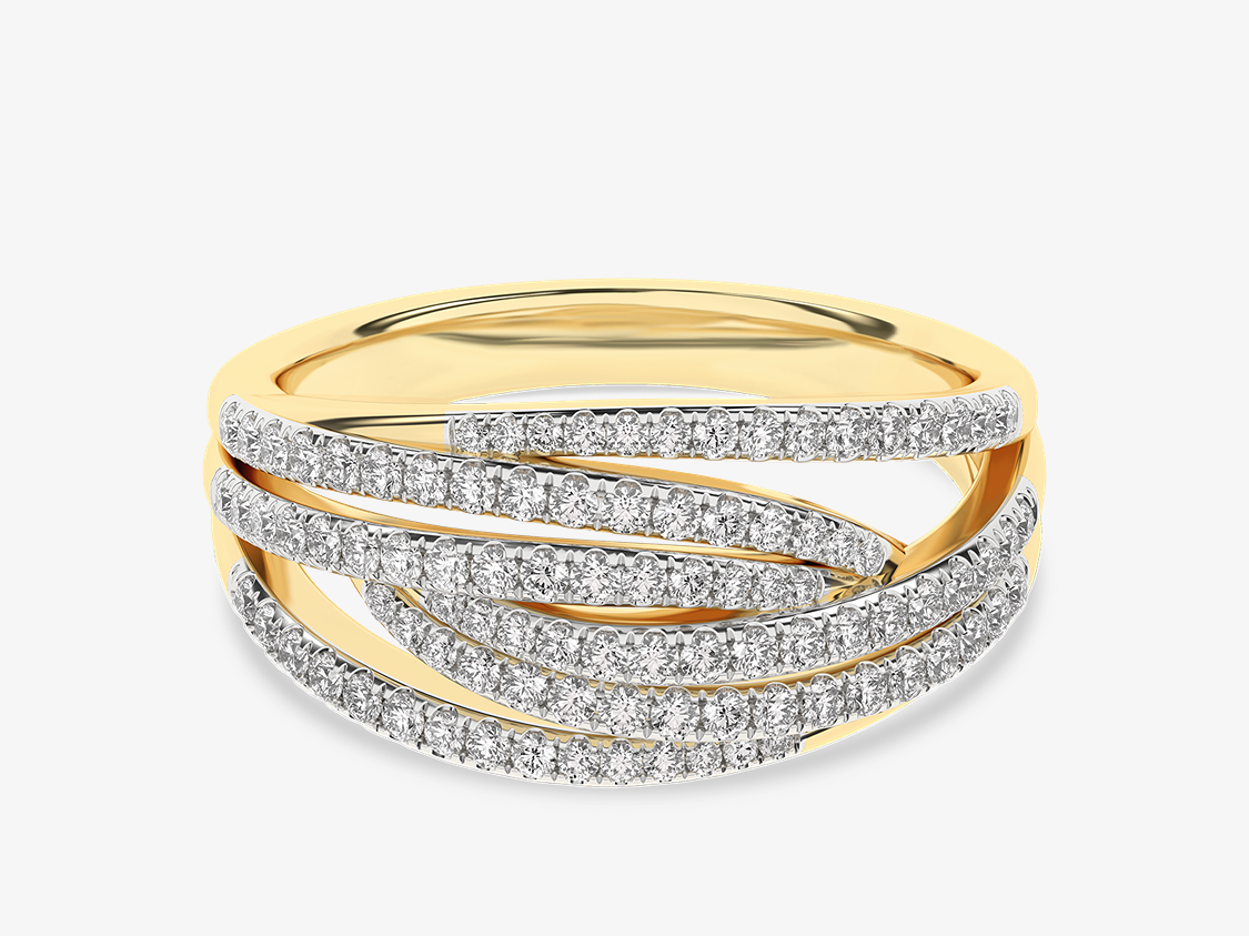 Złoty designerski pierścionek geometryczny z brylantami - Venetia Jewels - 14K złoto z brylantami
