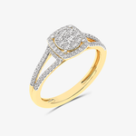 Złoty pierścionek vintage z brylantami żółty - Venetia Jewels - 14K złoto z brylantami
