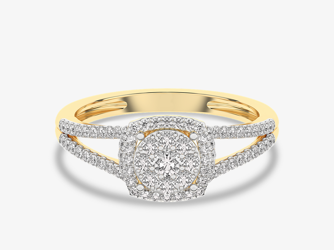 Złoty pierścionek vintage z brylantami - Venetia Jewels - 14K złoto z brylantami