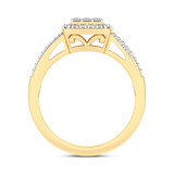 Gold ring with a diamond square Pavé - Occasion Zone