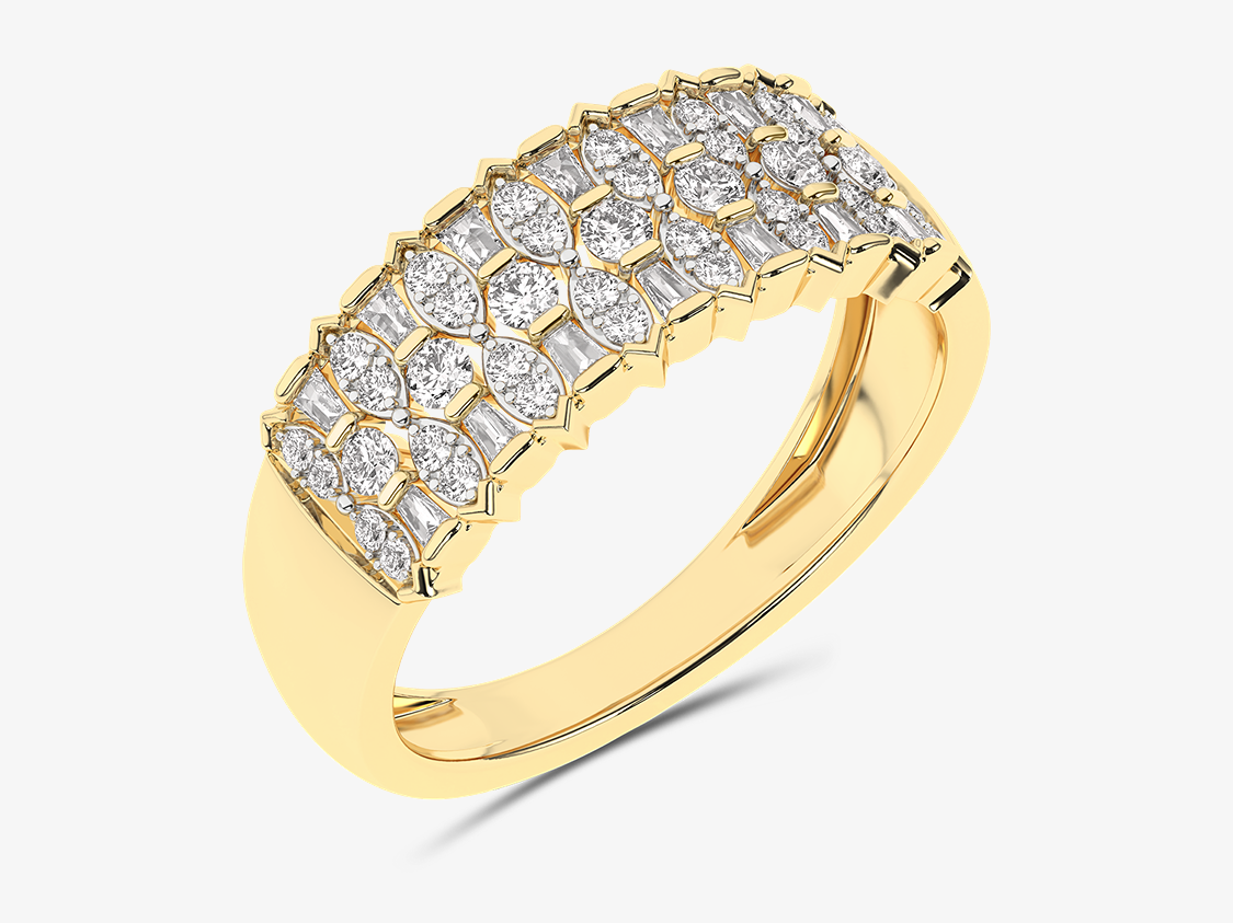 Złoty designerski sygnet z brylantem żółty - Venetia Jewels - 14K złoto z brylantami