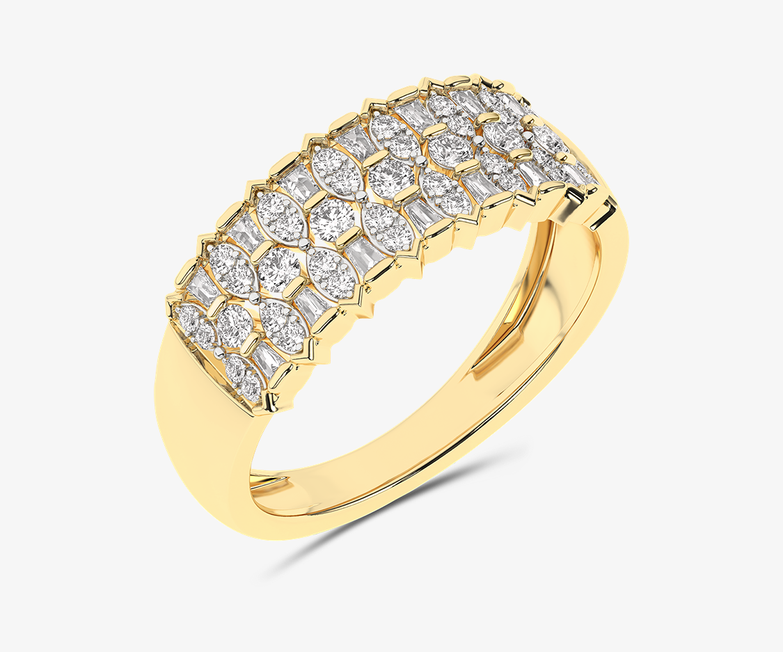 Złoty designerski sygnet z brylantem żółty - Venetia Jewels - 14K złoto z brylantami