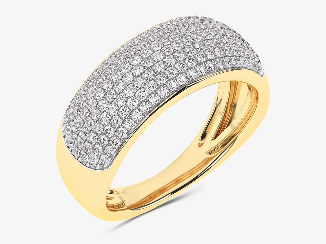 Złoty pierścionek Pavé z brylantami - Księżna żółty - Venetia Jewels - 14K złoto z brylantami