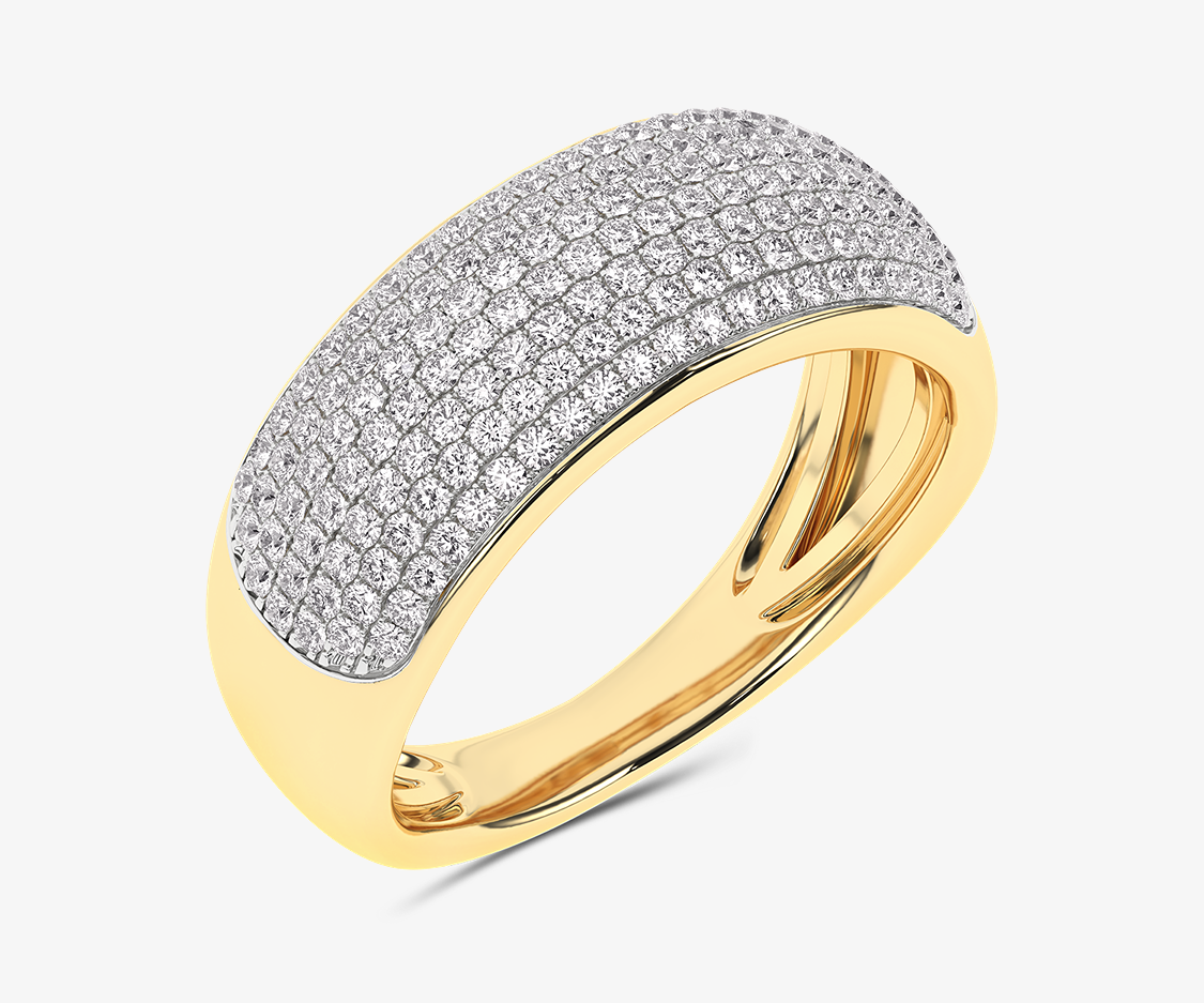 Złoty pierścionek Pavé z brylantami - Księżna żółty - Venetia Jewels - 14K złoto z brylantami