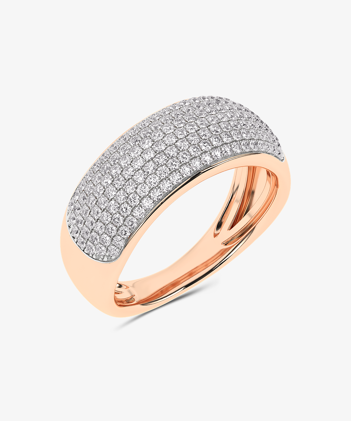 Złoty pierścionek Pavé z brylantami - Księżna Różowy - Venetia Jewels - 14K złoto z brylantami