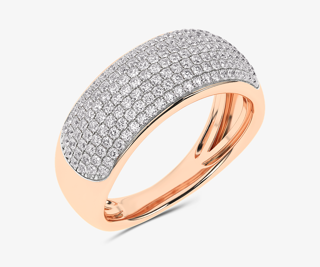 Złoty pierścionek Pavé z brylantami - Księżna Różowy - Venetia Jewels - 14K złoto z brylantami