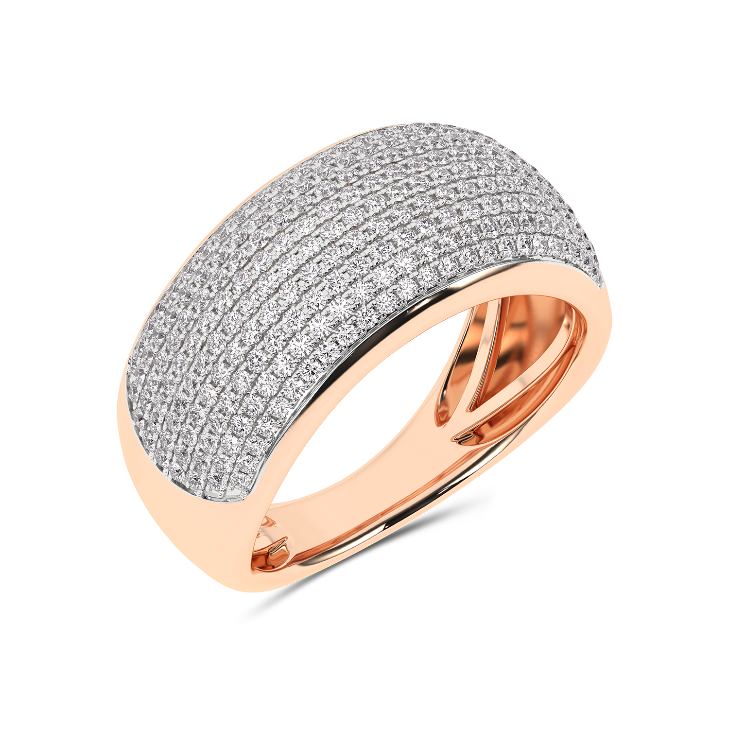 Gold pavé ring with diamonds - Princess