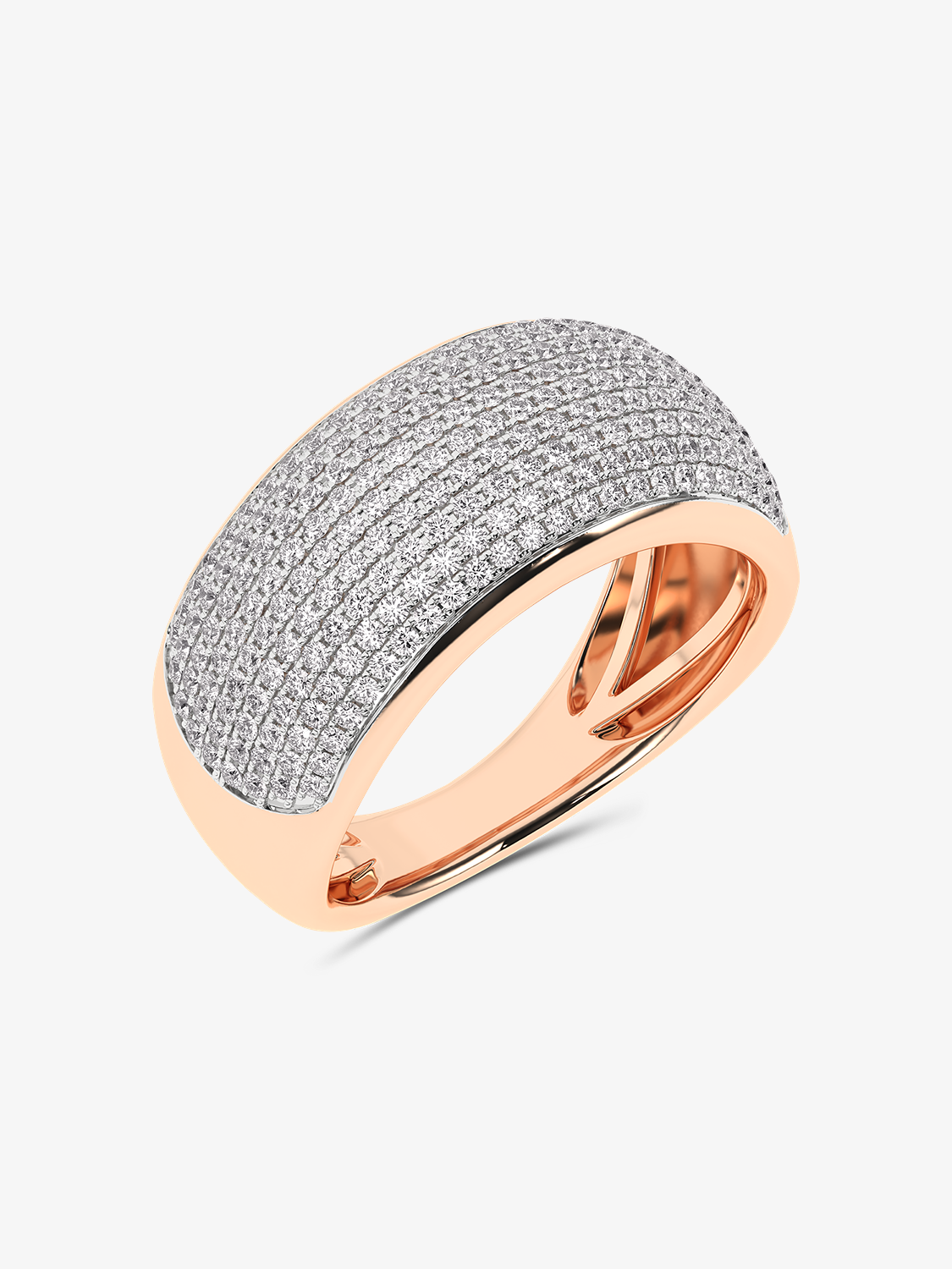 Złoty pierścionek Pavé z brylantami - Księżniczka Różowy - Venetia Jewels - 14K złoto z brylantami