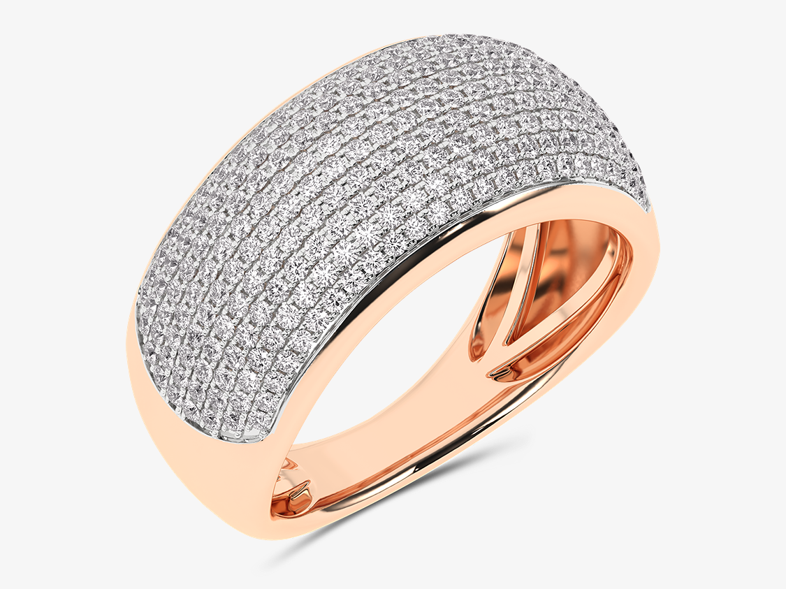 Złoty pierścionek Pavé z brylantami - Księżniczka Różowy - Venetia Jewels - 14K złoto z brylantami