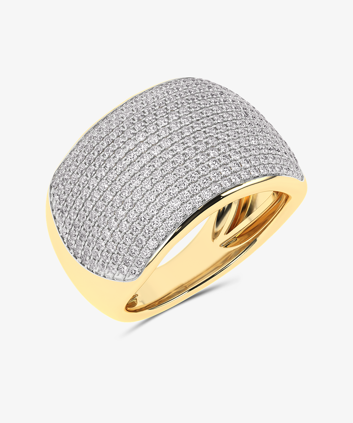 Złoty pierścionek Pavé z brylantami - Królowa żółty - Venetia Jewels - 14K złoto z brylantami