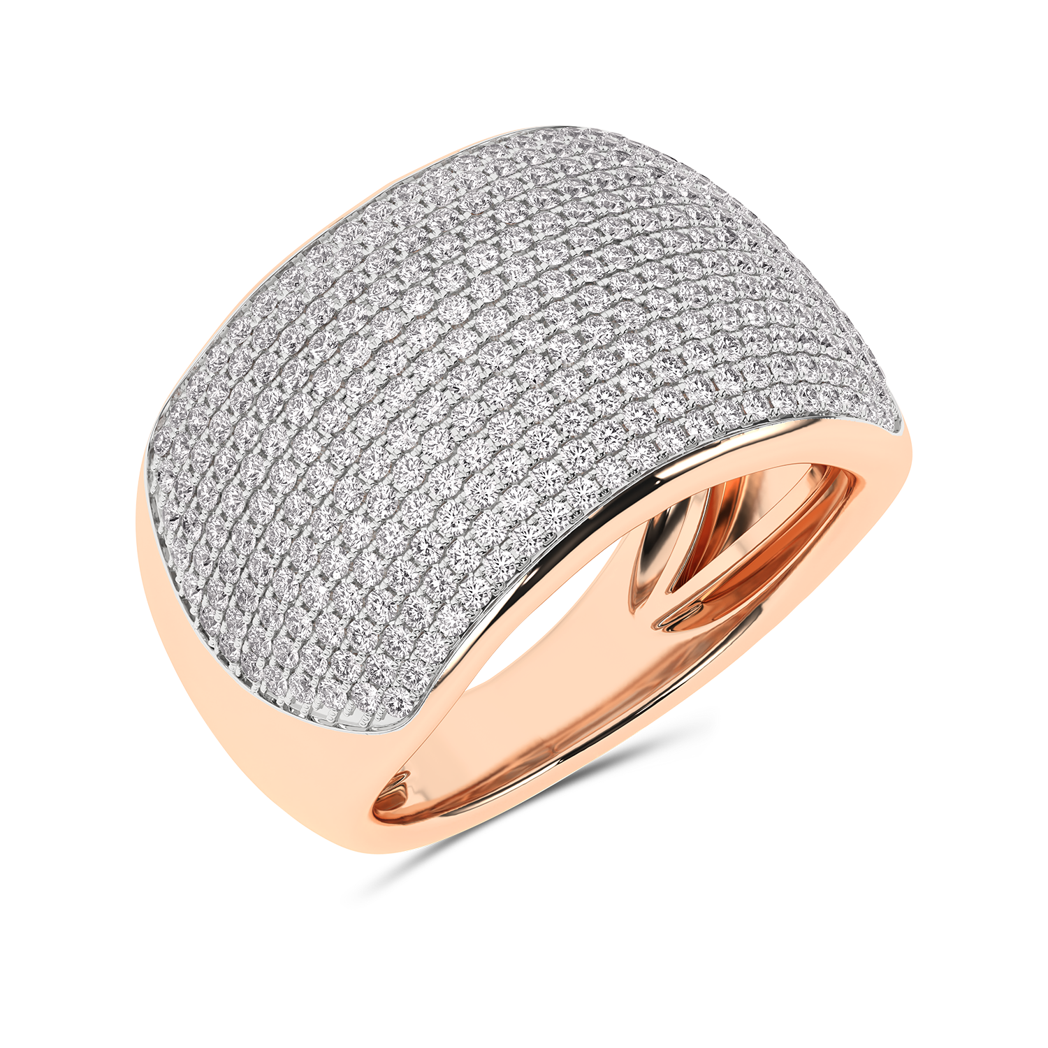 Gold pavé ring with diamonds - Queen