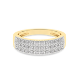Gold ring with pavé mosaic and diamonds