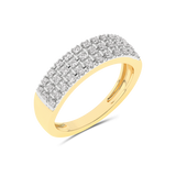 Gold ring with pavé mosaic and diamonds