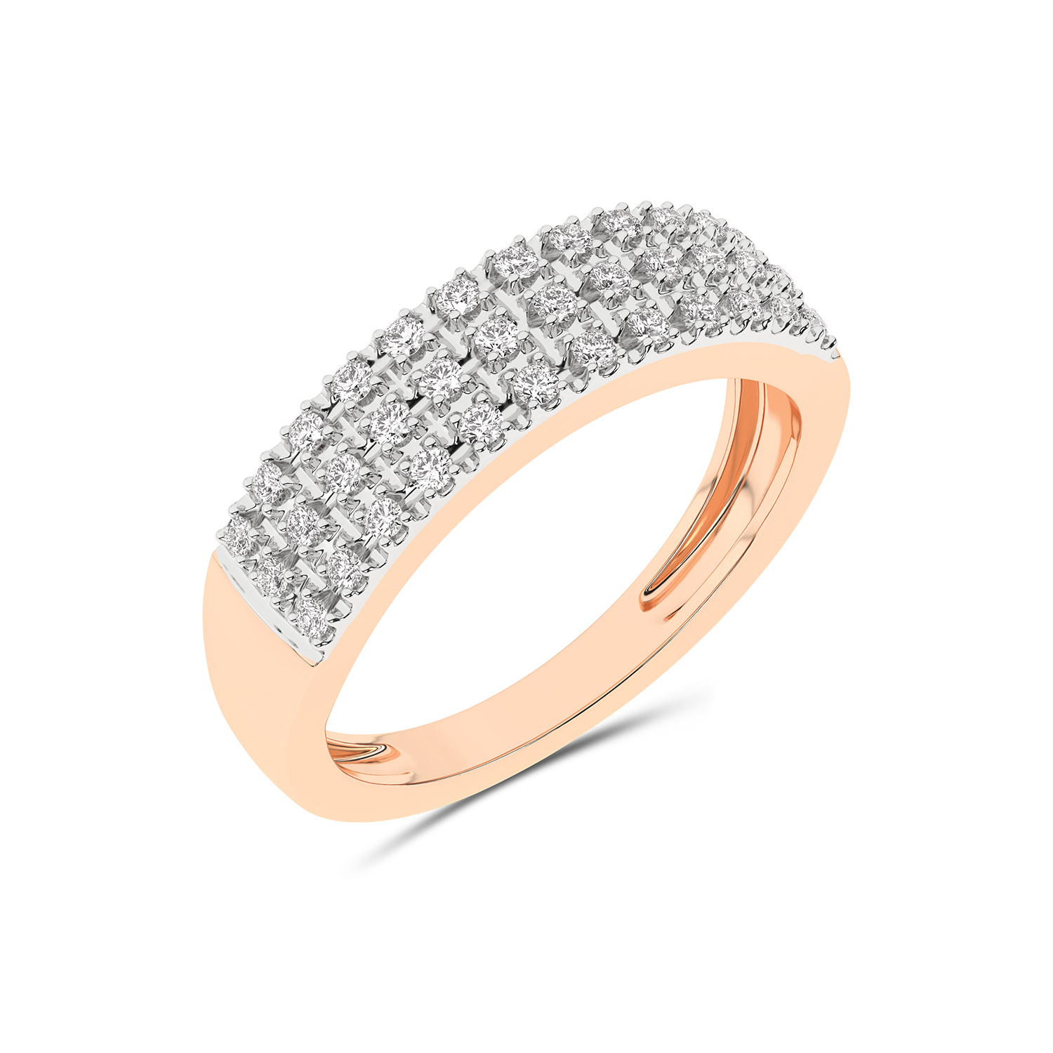 Gold ring with pavé mosaic and diamonds