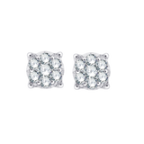 Złote kolczyki z brylantową rozetą w klasycznej oprawie