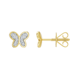 Złote kolczyki w kształcie motyla z brylantową kompozycją