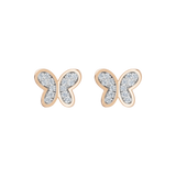 Złote kolczyki w kształcie motyla z brylantową kompozycją