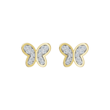 Złote kolczyki w kształcie motyla z brylantową kompozycją