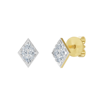 Złote kolczyki z brylantami w kształcie rombu, elegancka biżuteria od Venetia Jewels