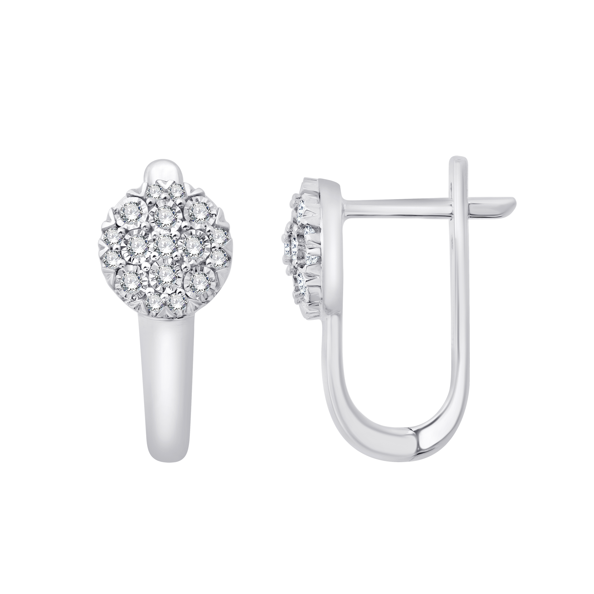 Złote kolczyki z okrągłą brylantową rozetą na zapięciu angielskim