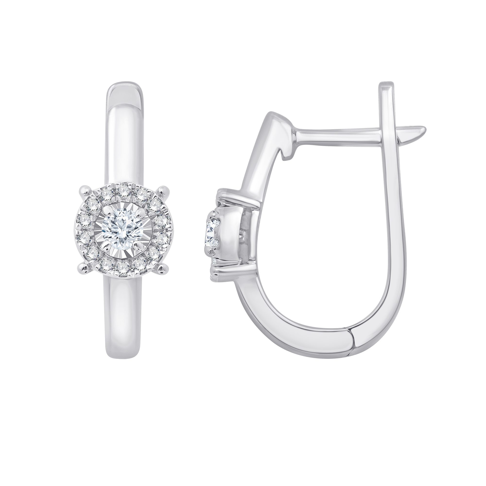 Złote kolczyki z subtelną brylantową rozetą