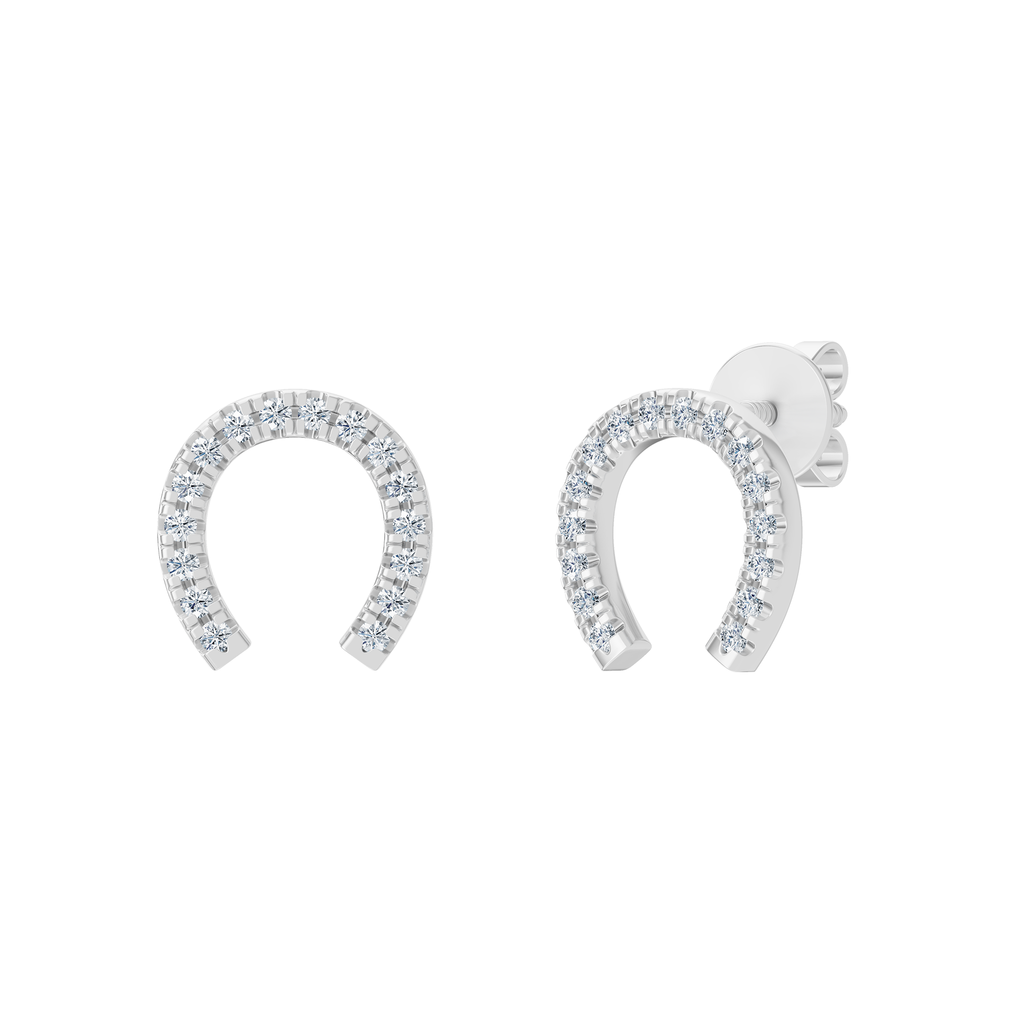 Złote kolczyki w kształcie podkowy z brylantami