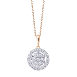 Złota zawieszka z okrągłą brylantową rozetą z centralną kompozycją
