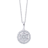 Złota zawieszka z okrągłą brylantową rozetą z centralną kompozycją