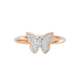 Złoty pierścionek z motywem motyla wysadzanego brylantami