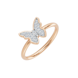 Złoty pierścionek z motywem motyla wysadzanego brylantami