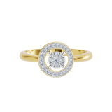 Złoty pierścionek z okrągłą brylantową rozetą z ażurowym centrum